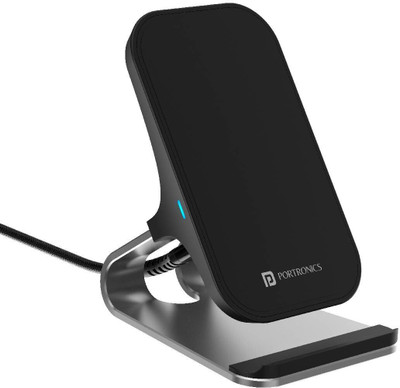 Portronics Freedom 15 Plus 15W Desktop Wireless Charger + Mobile Stand with Dual Coil Charging Pad