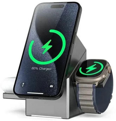 Cokoeye 3-in-1 Wireless Charger, 23W Fast Auto Rotation Dock for iPhone,AirPods & iWatch Charging Pad