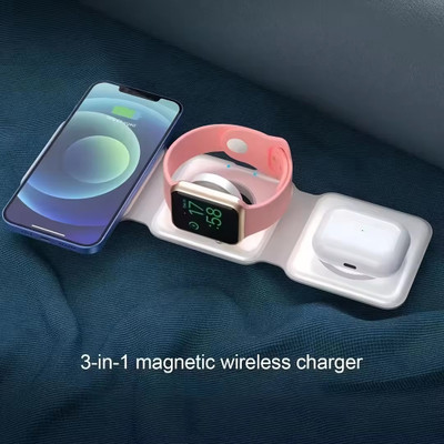 SiOG CARE 3 in 1 Magnetic Foldable MagSafe Compatible Wireless Charger For iOS Si-02 Charging Pad