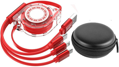 BUFONA Multi-Device Fast Charger 3-in-1 Retractable USB Charging Cable +Carry Pouch Charging Pad