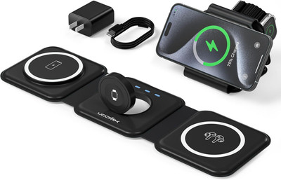 Edtepy 3 in 1 Wireless Charger, 25W Fast Magnetic Foldable Travel Charger for iPhone Charging Pad