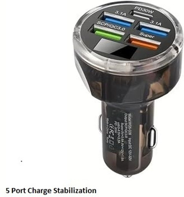 X88 Pro 6 Amp Qualcomm Certified Turbo Car Charger(Black, With USB Cable)