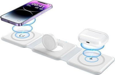 MARS Convenient 3-in-1 Wireless Charger for iPhone, Watch, and AirPods Charging Pad