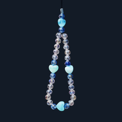 SARG HUB Handmade Blush Pink & Blue Crystal Bracelet with Heart Charm for Women Crystal, Plastic Beaded Charm