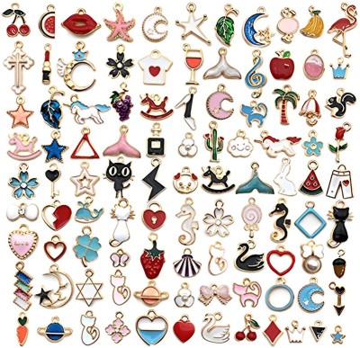 SYGA 100 Pieces Colorful Pendant Charms Craft for Earring,Necklace,Bracelet(DIY) Alloy, Steel Charm Set