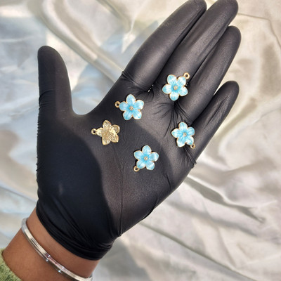 Mohan Shoppe Light Blue Color Flower Shaped Designer Charms Metal Charm Set(Pack of 5)