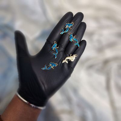 Mohan Shoppe Turquoise Blue Mermaid Shaped Fancy Charms Metal Charm Set