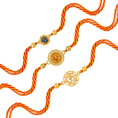 Gem O Sparkle Fashion OM Enamel Rakhi 3 Pcs Combo For Raksha Bandhan Brass Charm Set(Pack of 3)