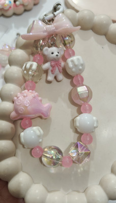 Minimal crafts Handmade beaded phone charm/ bag charm/ keychain charm (random one) Metal, Acrylic, Plastic Charm Set