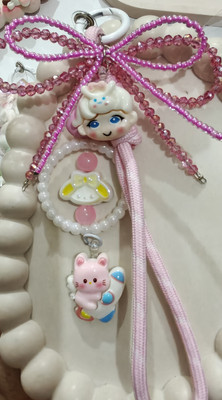 Minimal crafts Handmade beaded phone charm/ bag charm/ keychain charm (random one) Metal, Acrylic, Plastic Charm Set