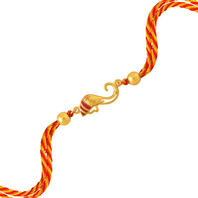 Gem O Sparkle Fashion Gold Plated Enamel Mauli Thread Rakhi Sterling Silver Floating Charm
