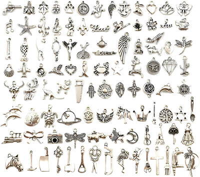 SYGA 100 Pieces Mixed Charms Pendant Charms Craft for Earrings Necklace Bracelet Metal Charm Set