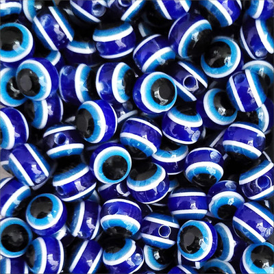 GIFTWA Evil Eye Dark Blue Round Beads | Size 4 mm | Charm (30PCS) Crystal Charm Set