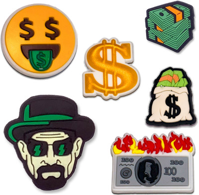 Questsole Money Talks Charms Set for Clogs Rubber Shoe Charm(Pack of 6)