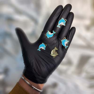 Mohan Shoppe Blue Color Fancy Dolphin Shaped Charms Metal Charm Set(Pack of 5)