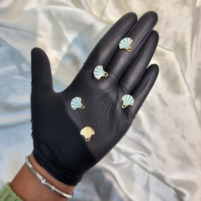 Mohan Shoppe Light Blue Color Seashell Shaped Fancy Charms Metal Charm Set(Pack of 5)