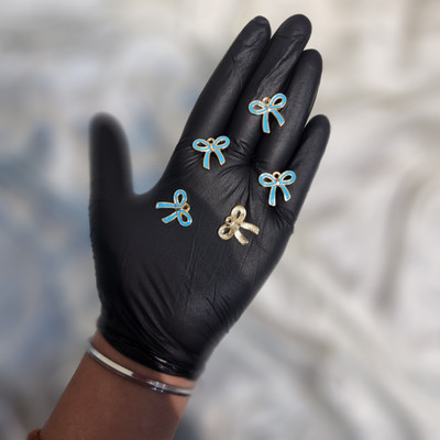 Mohan Shoppe Sky Blue Color Bow Shaped Fancy Charms Metal Charm Set(Pack of 5)
