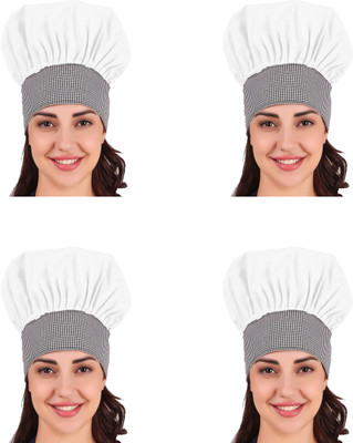 Kodenipr Club Adjustable White Chef Cap Check Contrast/Cooking Cap Chef Hat