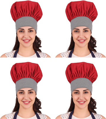 Kodenipr Club Adjustable Red Chef Cap Check Contrast/Cooking Cap Chef Hat