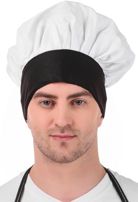 Kodenipr Club Adjustable White Chef Cap Black Contrast/Cooking Cap Chef Hat