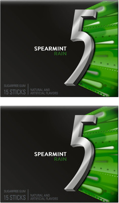 Wrigleys 5 Gum Rain Spearmint Sugarfree Gum Rain Spearmint Chewing Gum(2 x 40 g)