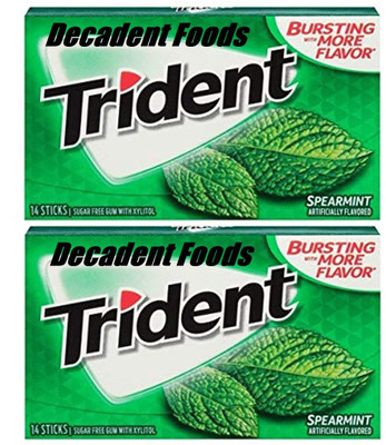 Decadent Foods Trident Sugar Free Gum | Spearmint Flavor Chewing Gum(2 x 26 g)