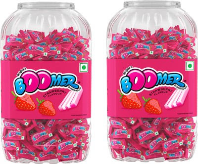 Boomer Bubble Gum, Jar of 294 Gums Strawberry Chewing Gum(2 x 999.6 g)