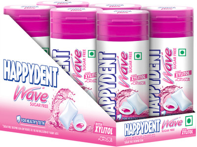 Happydent Wave, Xylitol Sugarfree Fruity Flavour, Bubble Gum Bottle Pack Fruity Chewing Gum(8 x 28.9 g)
