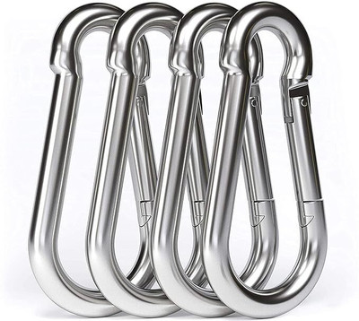 FITRXX Stainless Steel Snap Hook Heavy Duty Safety Lock Cable Attachment Snap(12 Hooks) Locking Carabiner(Silver)