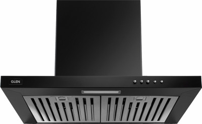 Glen 6052JU Chimney, T Shape Baffle filters 60cm 1000m3/h -Black (CH6052JUBLK60BF) Wall Mounted Black 1000 CMH Chimney