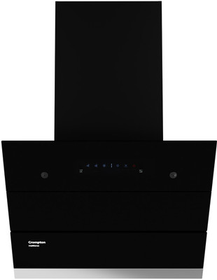 Crompton CHD-ISI60FLE-IND Auto Clean Intelli Sense 60cm|Slant Glass|Intelli Auto Clean|Low Noise Wall Mounted Black 1352 CMH Chimney
