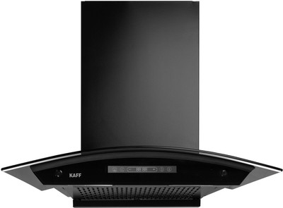 Kaff KEC 60A-DC BLDC Motor Curved Glass, Filterless, 9 Speed, Real Time Display Auto Clean Wall Mounted Black 1400 CMH Chimney