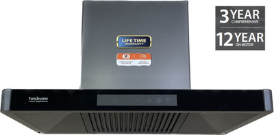 Hindware MARCELLA 90CM 1700CMH; ENERGY EFFICENT BLDC MOTOR AND MOTION SENSOR (YEAR 2023) Auto Clean Wall Mounted GREY 1700 CMH Chimney
