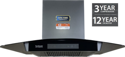 Hindware RAYLENE 90CM 1700CMH; ENERGY EFFICENT BLDC MOTOR AND MOTION SENSOR (YEAR 2023) Auto Clean Wall Mounted GREY 1700 CMH Chimney