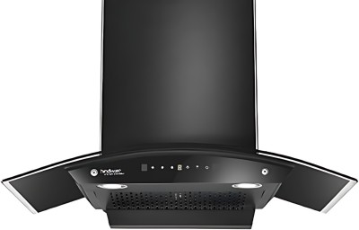 Hindware DIVINA 75CM 1200CMH AUTOCLEAN WITH MOTION SENSOR ( LAUNCH YEAR 2022 ) Auto Clean Wall Mounted BLACK 1200 CMH Chimney