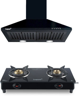 LIVPURE LIV-AIRIS-60+LIV-ZENO-2B COMBO Wall Mounted Chimney(Black 1000 CMH)