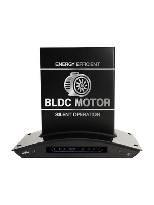 Kenstar AeroGlide BLDC CURVE 60 CM 1500 CMH 60 cm Filterless Auto-clean Chimney With BLDC Motor 10 Speed Touch & Gesture Control Powerful Suction Low Noise Auto Clean Chimney(Wall Mounted, Black)