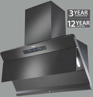 Hindware FLORENCE 90CM 1550CMH;9 SPEED ENERGY EFFICENT BLDC MOTOR AND MOTION SENSOR Auto Clean Wall Mounted BLACK 1550 CMH Chimney
