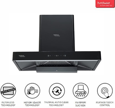 Hindware OPTIMUS BLACK 90 1350 CMH MAXX SILANCE TECHNOLOGY Auto Clean Wall Mounted BLACK 1350 CMH Chimney