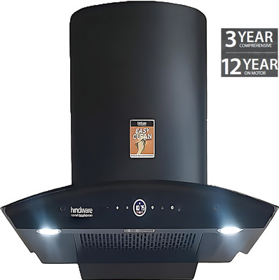 Hindware CELESIA BLDC 60CM 1600CMH; ENERGY EFFICENT MOTOR WITH MOTION SENSOR (YEAR 2025) Auto Clean Wall Mounted BLACK 1600 CMH Chimney
