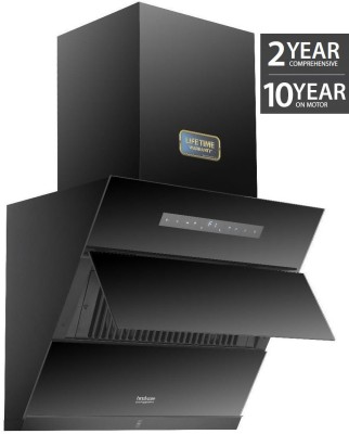 Hindware LEXIA PLUS 75CM 1550 CMH ( LAUNCH YEAR 2022 ) WITH MOTION SENSOR Auto Clean Wall Mounted BLACK GLASS 1550 CMH Chimney