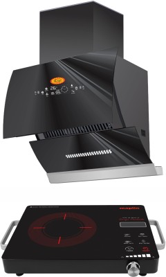 Maplin Combo of Infra Red Ray Cooktop (S24) and GO60 (2 Feet) Auto Clean Wall Mounted Black 1400 CMH Chimney