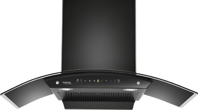 Hindware DIVINA 90 | Filter-Less | Powerful Suction | 3 Speed Gesture Control | Auto Clean Wall Mounted Black 1200 CMH Chimney
