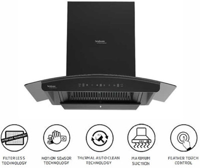 Hindware ZINNIA 75 MAXX SILANCE THENOLOGY 1300 CMH Auto Clean Wall Mounted BLACK 1350 CMH Chimney
