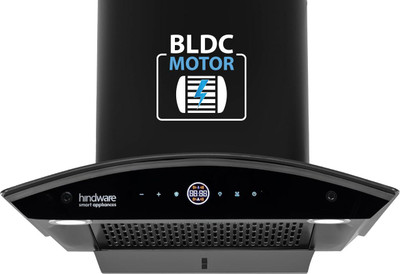 Hindware Smart Appliances Ripple Plus BLDC Autoclean 60 IN 1600 CMH 60 cm | Curved Glass | Filterless | Touch Control | Energy Efficient LED Light | Powerful Suction | Auto Clean Chimney(Wall Mounted, Black)
