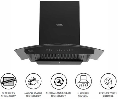 Hindware ZINNIA 75 MAXX SILANCE THENOLOGY 1300 CMH Auto Clean Wall Mounted Chimney (BLACK 1300 CMH)