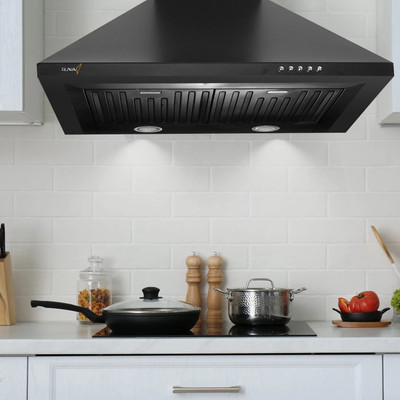 RUWA GARNET 60 BLK Wall Mounted Black 800 CMH Chimney