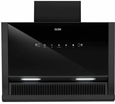 Glen 6072 Glass Filterless Chimney With Motion Sensor 60cm Auto Clean Wall Mounted Black 1200 CMH Chimney