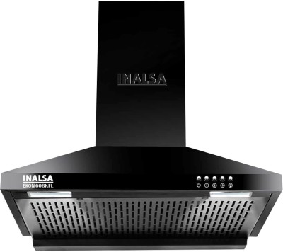 Inalsa EKON 60BK 1050 m³/hr | Efficient Dual LED Lamps & Double Baffle Filter Wall Mounted Black 1050 CMH Chimney