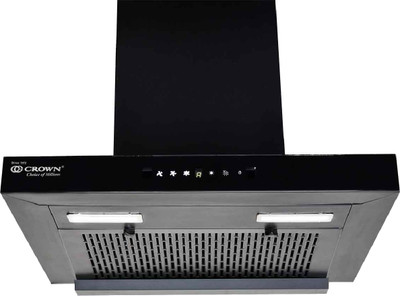 CROWN BLDC-90 Kitchen Chimney Auto Clean Wall Mounted Black 1400 CMH Chimney